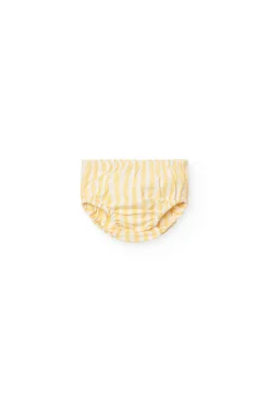 Vestito in popeline da bambina a righe di colore giallo