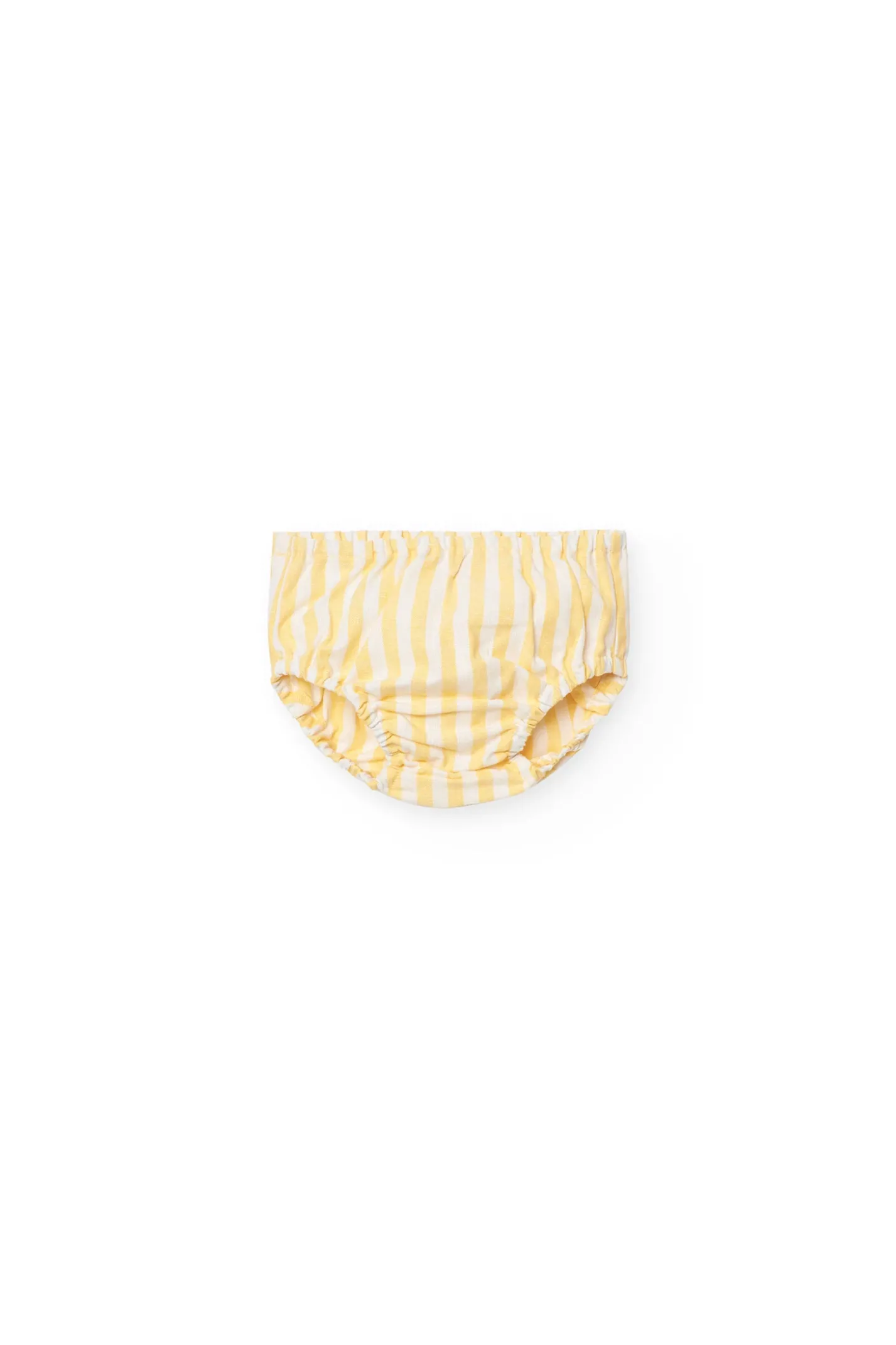 Vestito in popeline da bambina a righe di colore giallo