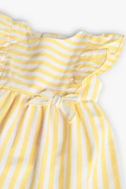 Vestito in popeline da bambina a righe di colore giallo