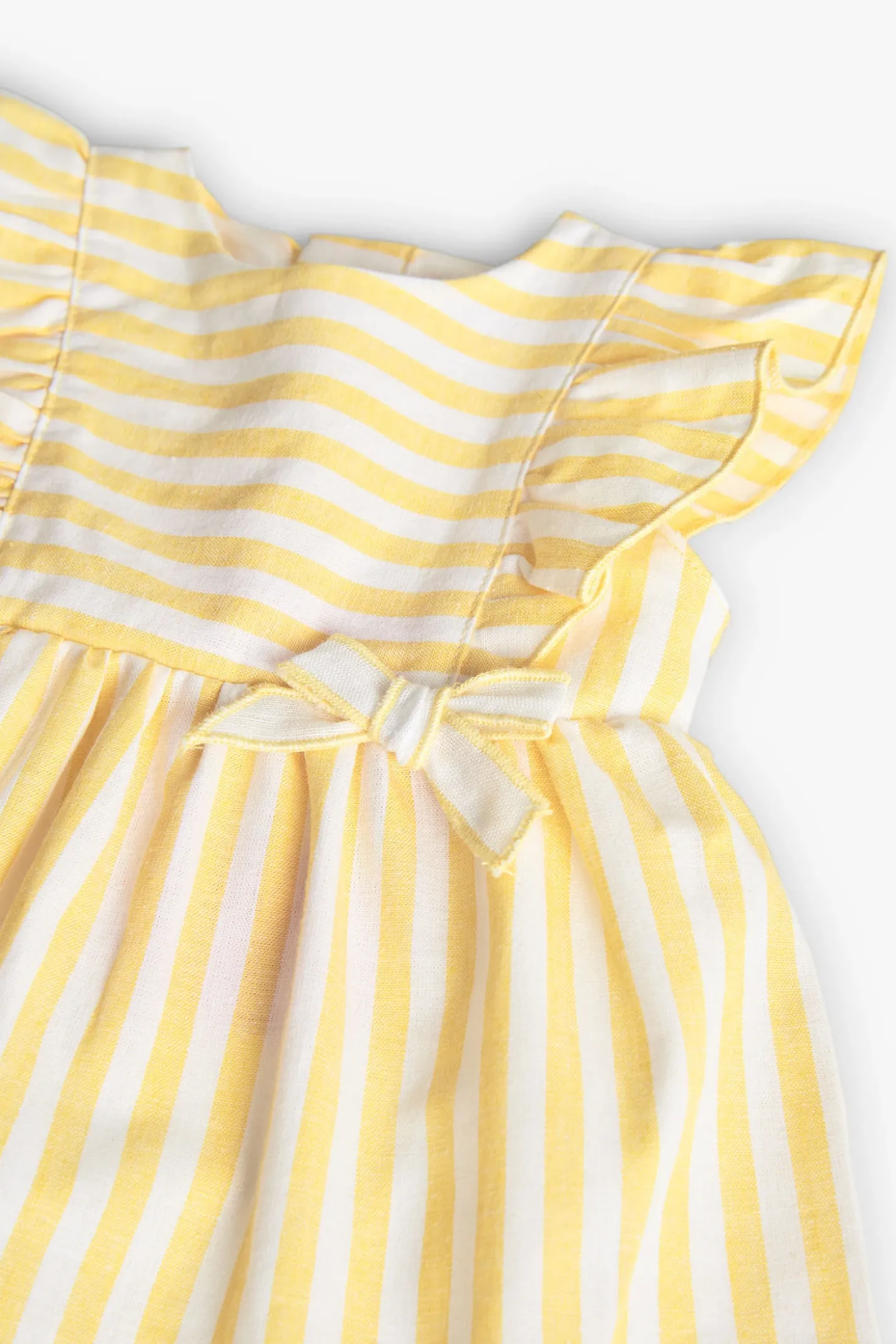 Vestito in popeline da bambina a righe di colore giallo