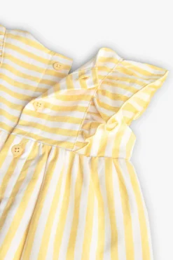 Vestito in popeline da bambina a righe di colore giallo