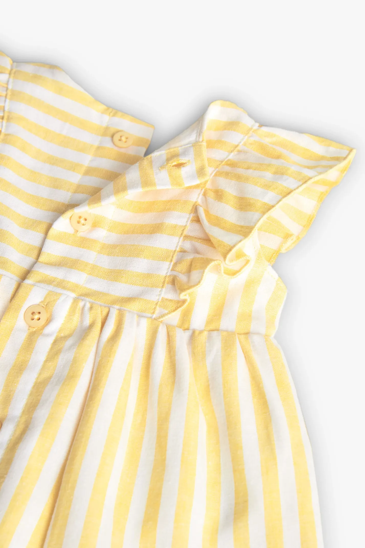 Vestito in popeline da bambina a righe di colore giallo