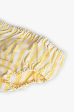 Vestito in popeline da bambina a righe di colore giallo
