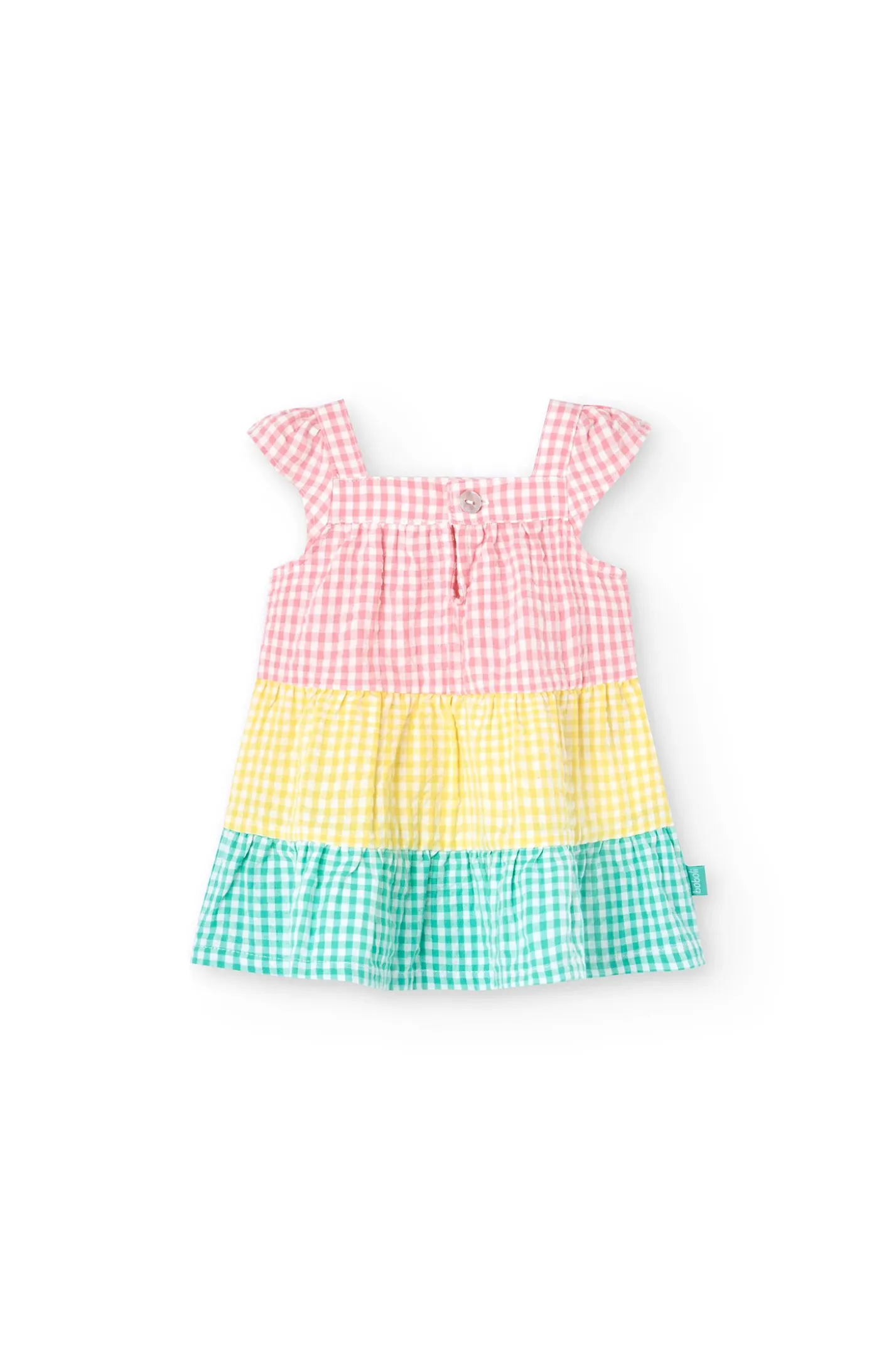 Vestito in popeline per bambina con design a quadri multicolore