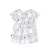 Vestito in popeline per neonata con stampa in bianco e blu