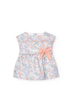 Vestito in popeline per neonata con stampa floreale