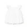 Vestito in popeline per neonata ricamato in colore bianco