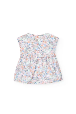 Vestito in popeline per neonata con stampa floreale