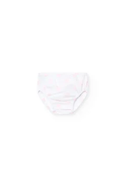 Vestito in popeline per neonata con stampa a pois in bianco e rosa