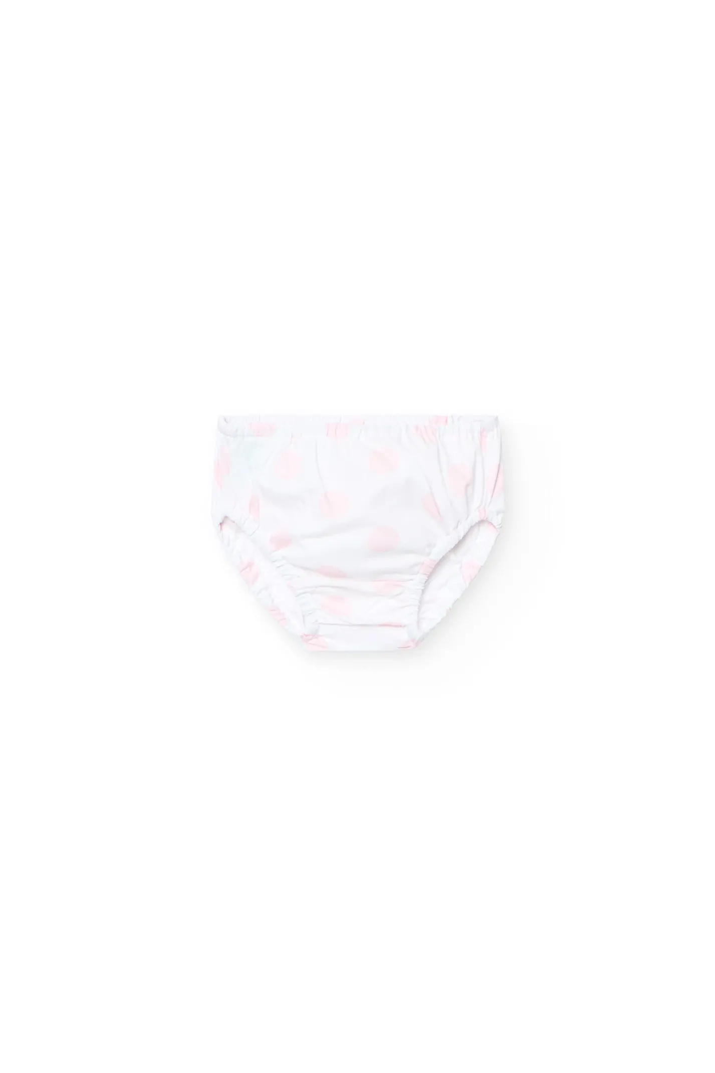 Vestito in popeline per neonata con stampa a pois in bianco e rosa