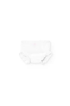 Vestito in popeline per neonata ricamato in colore bianco