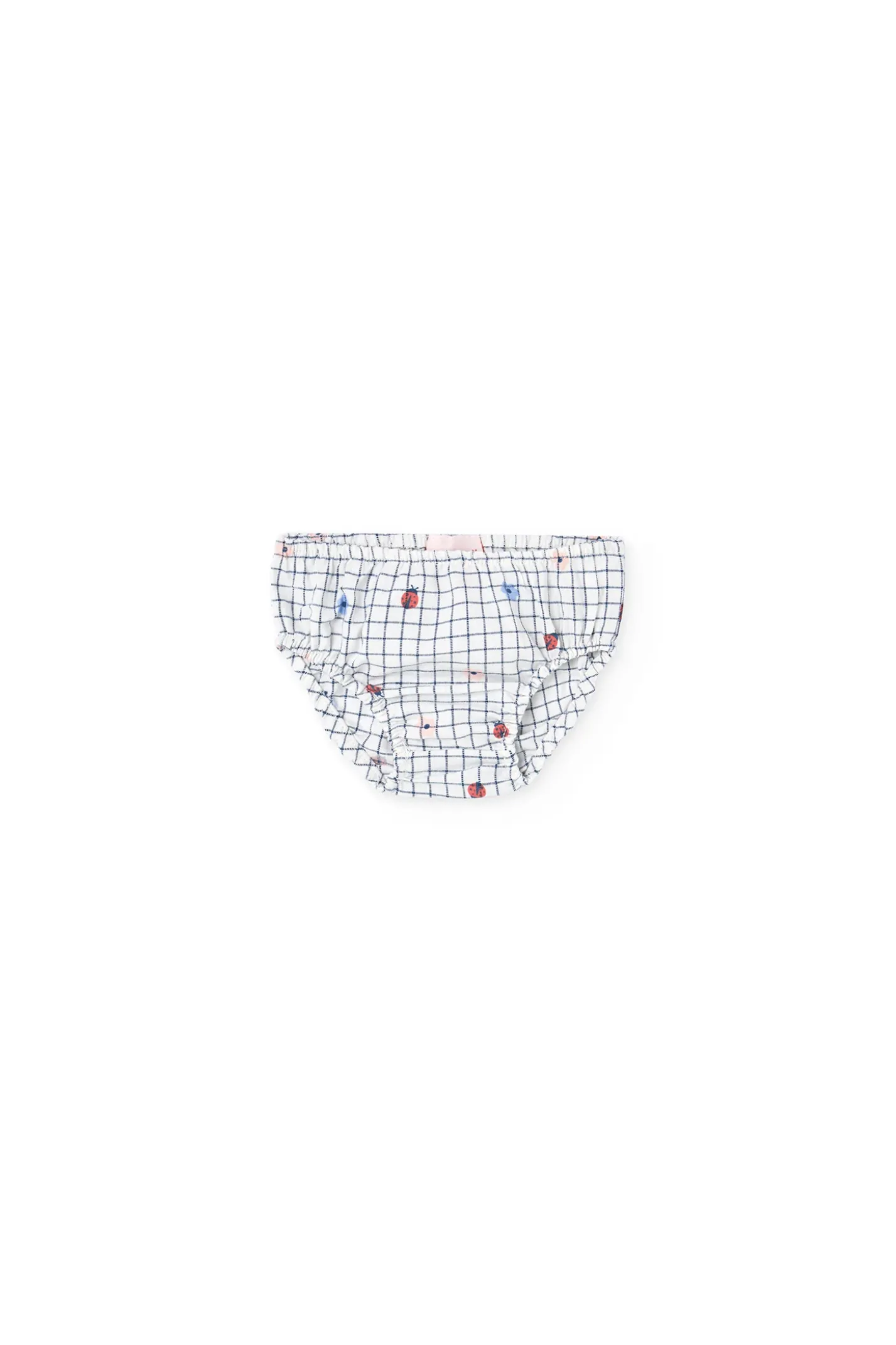 Vestito in popeline per neonata con stampa in bianco e blu