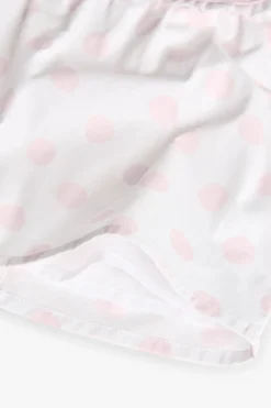 Vestito in popeline per neonata con stampa a pois in bianco e rosa