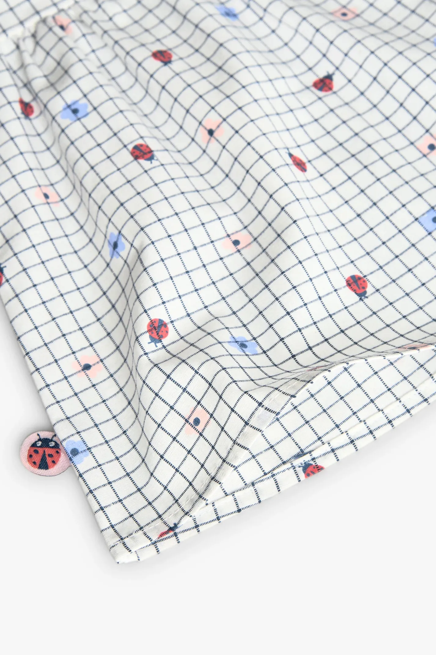 Vestito in popeline per neonata con stampa in bianco e blu