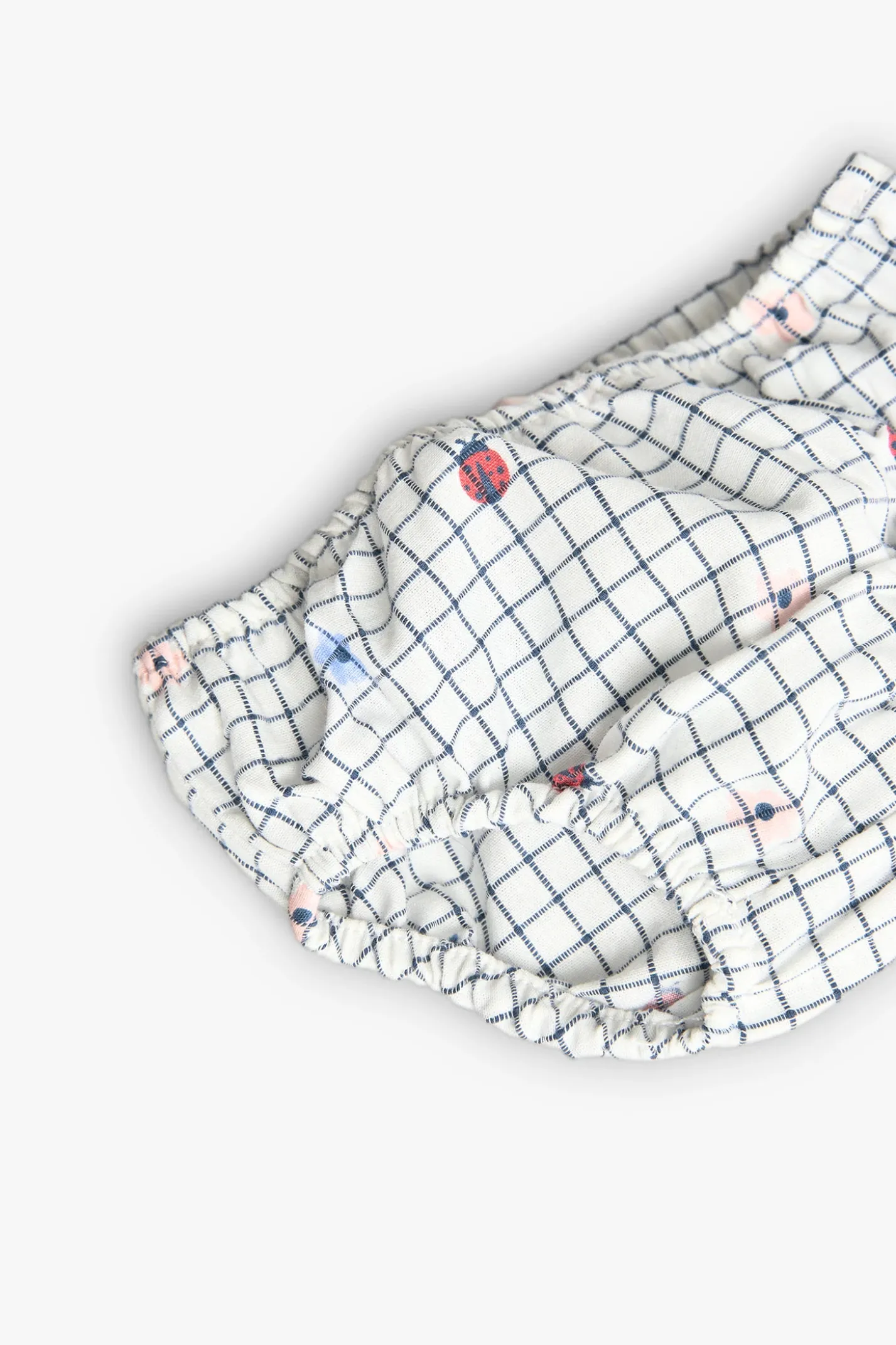 Vestito in popeline per neonata con stampa in bianco e blu