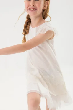 Vestito in tulle per bambina di colore bianco con ricamo