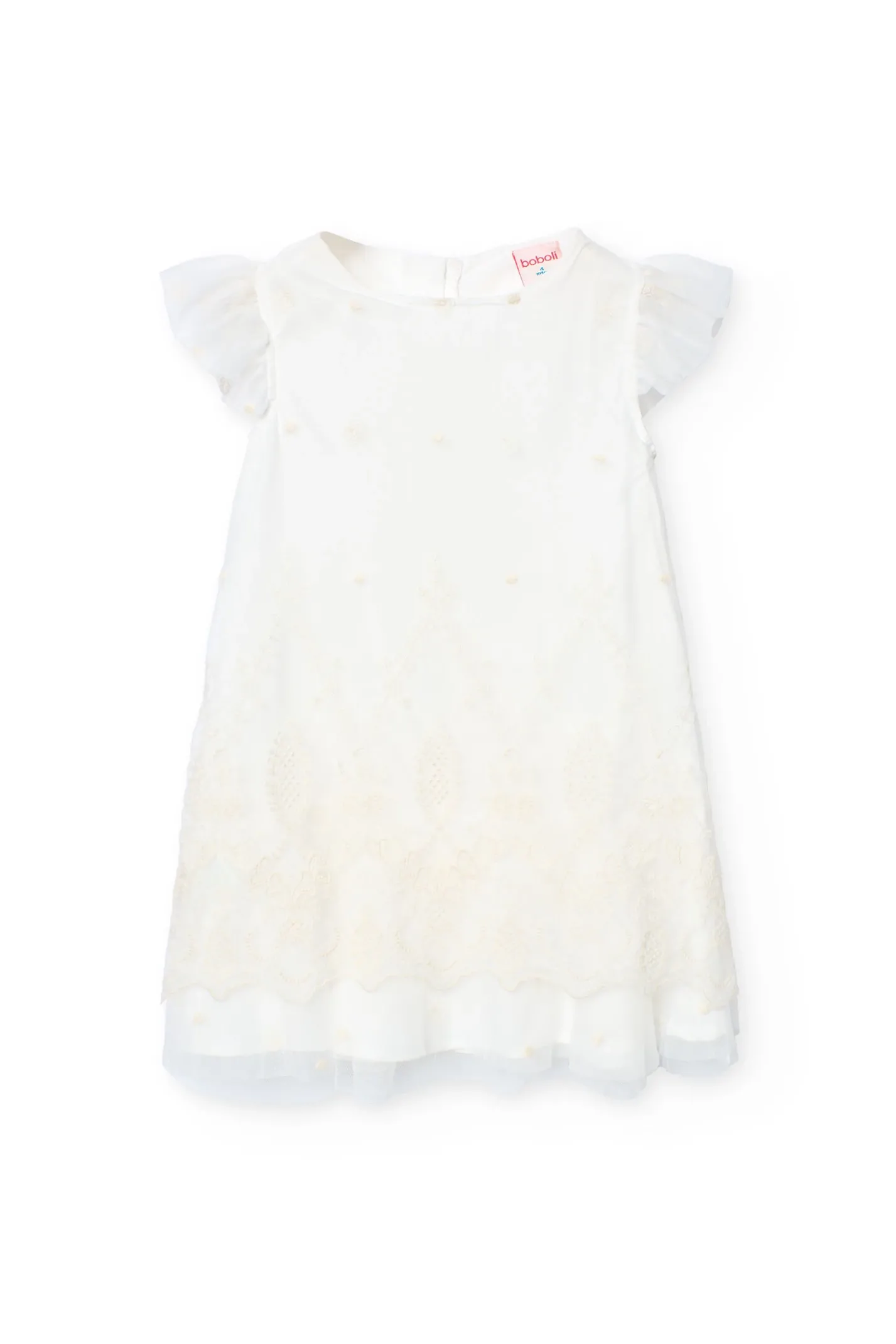 Vestito in tulle per bambina di colore bianco con ricamo