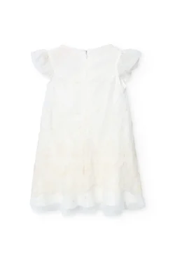 Vestito in tulle per bambina di colore bianco con ricamo