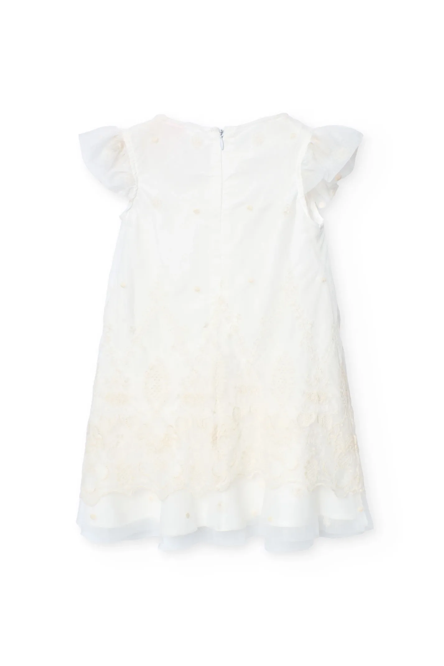 Vestito in tulle per bambina di colore bianco con ricamo