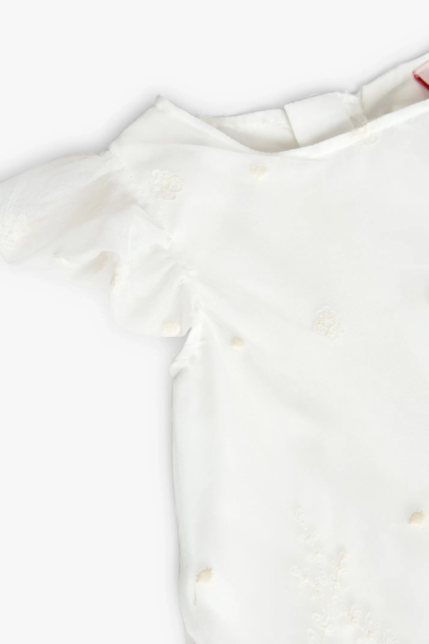 Vestito in tulle per bambina di colore bianco con ricamo
