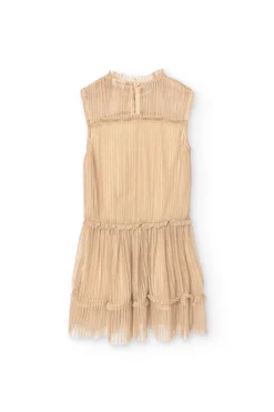 Vestito in tulle plissettato per bambina in colore oro