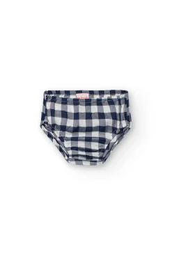Vestito in viscosa per bambina con motivo a quadretti in colore navy.
