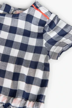 Vestito in viscosa per bambina con motivo a quadretti in colore navy.