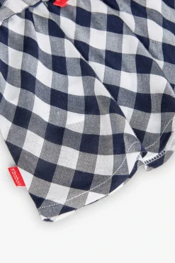 Vestito in viscosa per bambina con motivo a quadretti in colore navy.