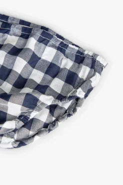Vestito in viscosa per bambina con motivo a quadretti in colore navy.
